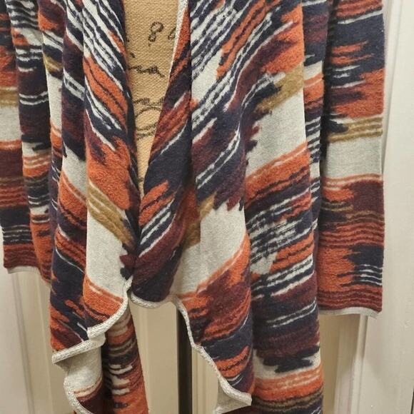 LUCKY Brand Women’s Sweater Cardigan Open Front Waterfall Aztec Cotton plus size - Picture 5 of 10